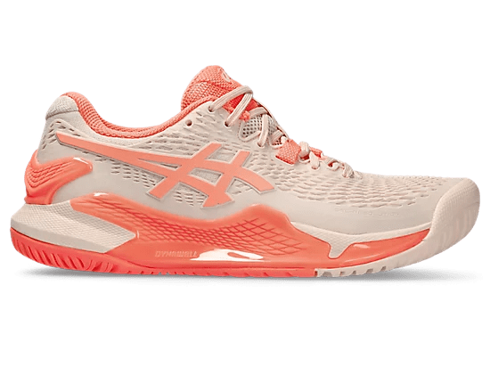 Asics Shoes Asics Women's Resolution 9 Tennis/Pickleball Shoes (Pearl Pink/Sun Coral)