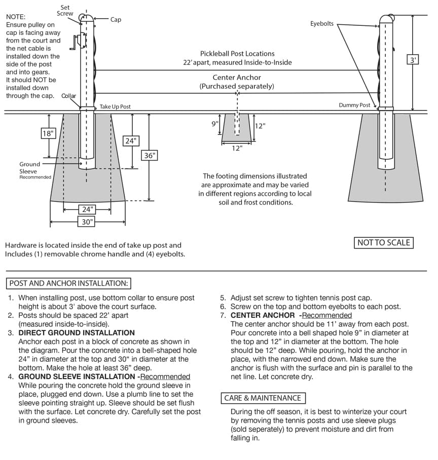 Putterman Nets Putterman 2-7/8" Round Pickleball Net Posts-External Winder