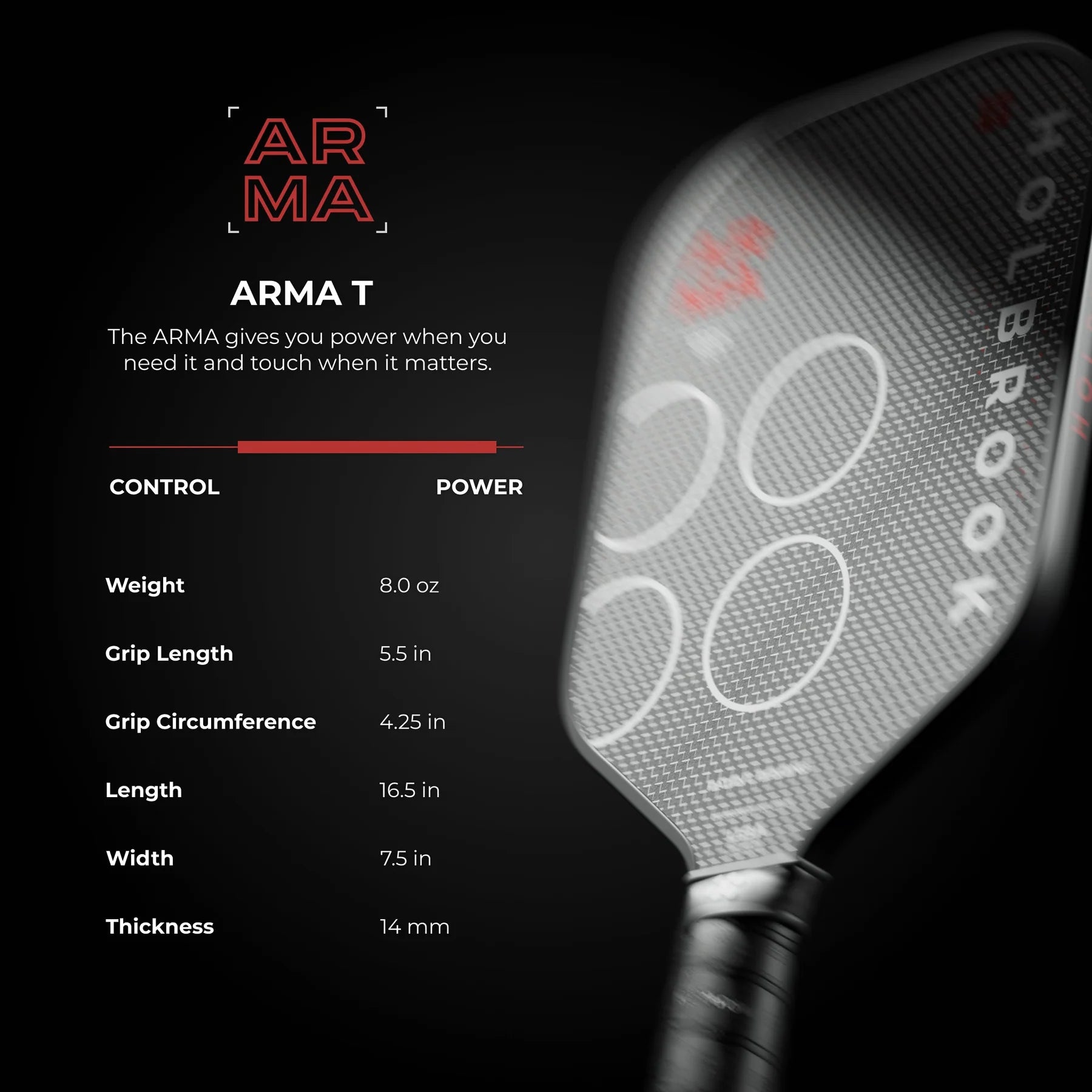 Holbrook Arma T 14mm Pickleball Paddle - In person Only