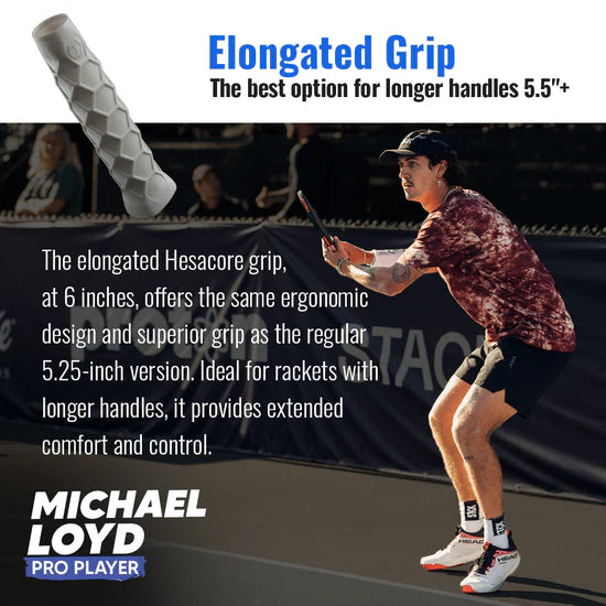 Hesacore Pickleball Elongated Grip - 6.0 Inches Long - Regular Feel - White