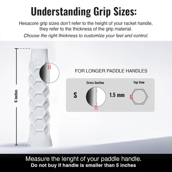 Hesacore Pickleball Elongated Grip - 6.0 Inches Long - Regular Feel - White