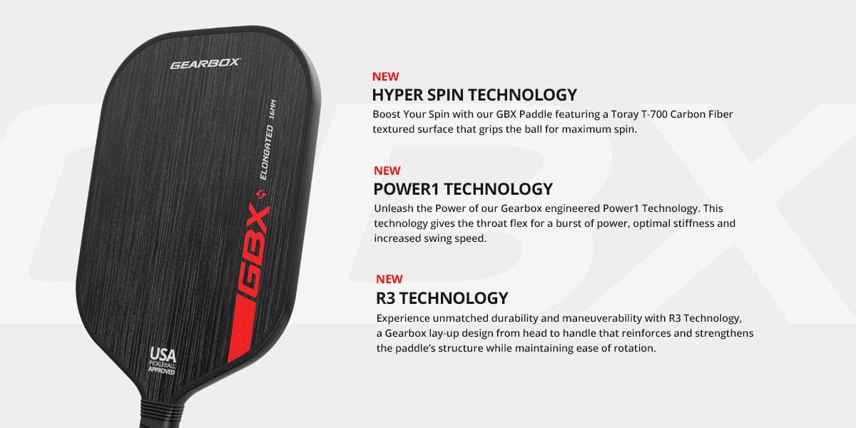 GearBox GBX Elongated 16mm Pickleball Paddle