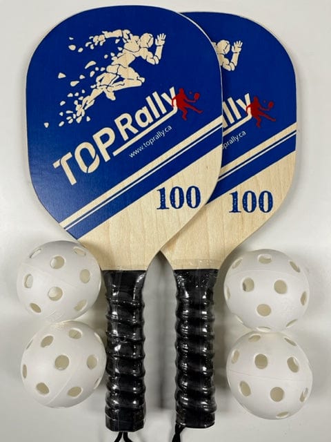 Top Rally Pickleball Paddles 100 / 2 Paddles & 4 balls Top Rally Wood Paddle Package