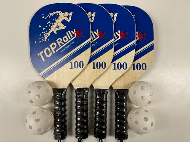 Top Rally Pickleball Paddles 100 / 4 Paddles & 4 balls Top Rally Wood Paddle Package